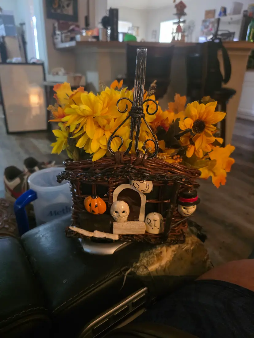 Spooky Halloween Floral Basket