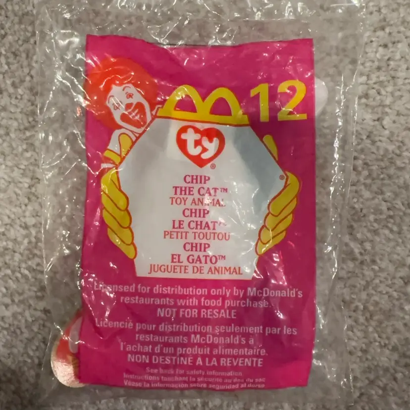 1999 McDonald’s Beanie Baby Toy; Chip The Cat