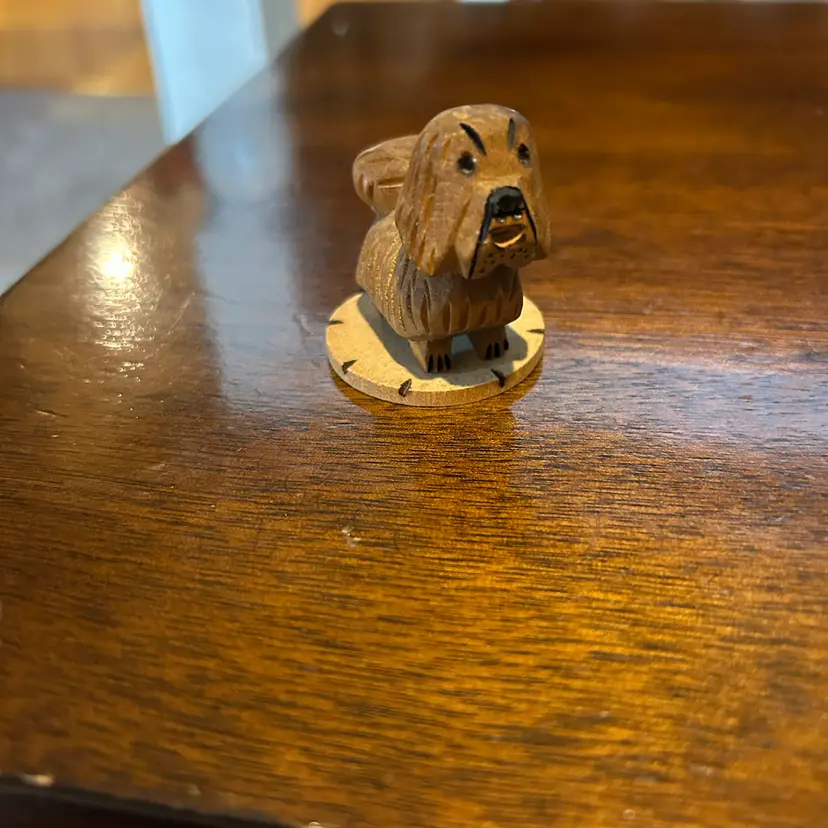 Wood Carved Mini Dog