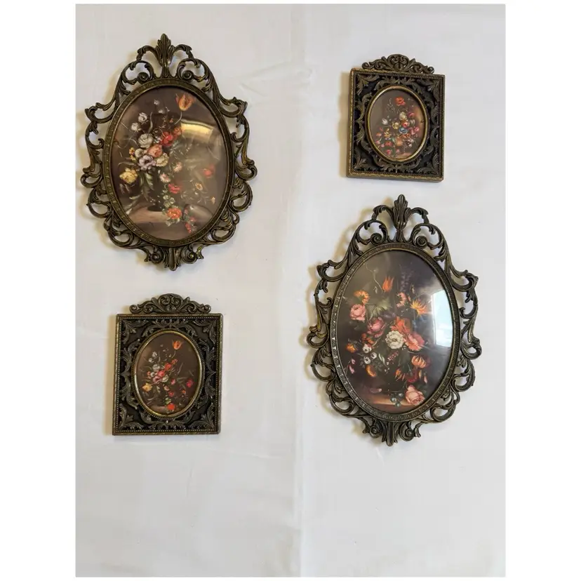 Vintage Italian Ornate Floral Wall Art – Set of 4