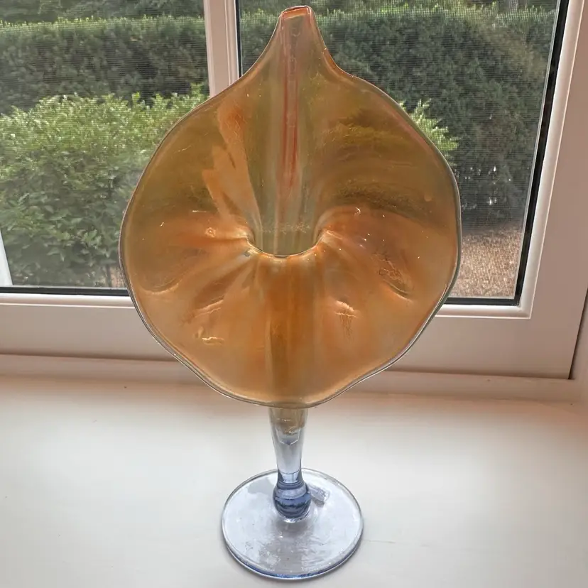 Amber Iridescent Jack-in-the-Pulpit Vase
