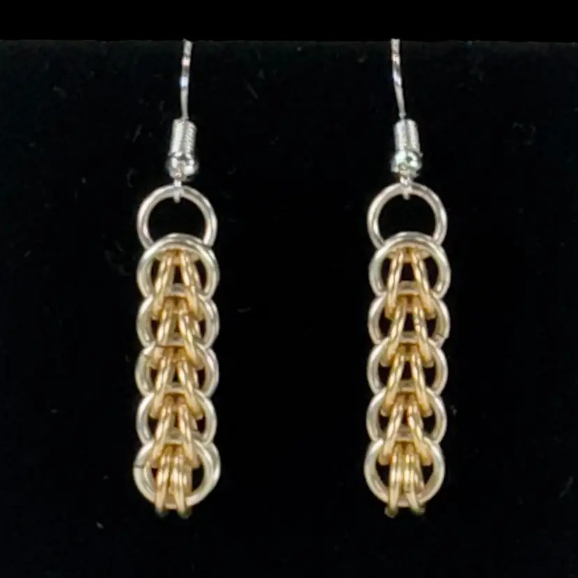 Mark ~ Avante Jewelry Chainmaille PERSIAN Weave Pierced Earrings Silver Gold Plated
