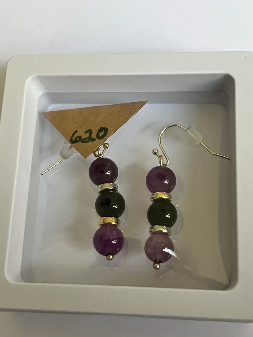 #620E Handcrafted Natural Stone Earrings