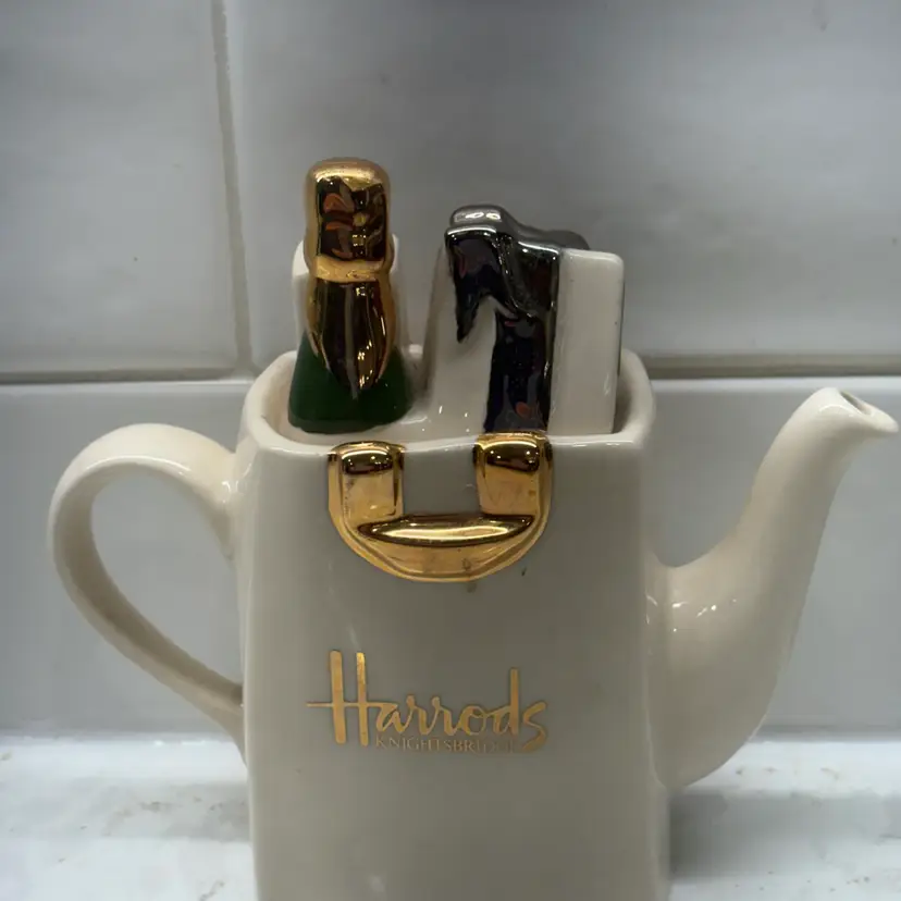 Vintage Harrods Knightsbridge London Miniature Shopping Bag Teapot