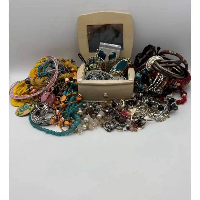 Jewelry Box Overflowing With Costume Jewelry
