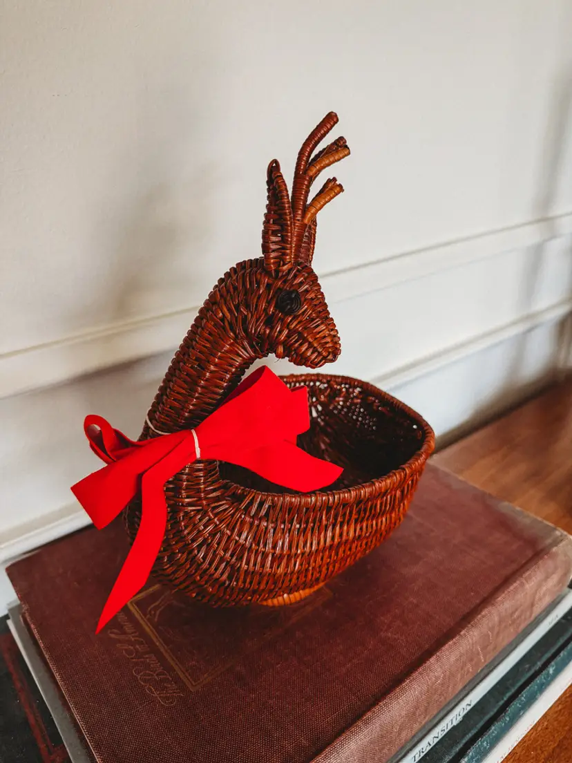 Rattan Reindeer Basket