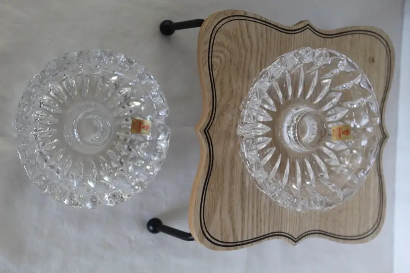 Echt Bleikristall Western Germany Polished Lead Crystal Candle Holders Set of 2