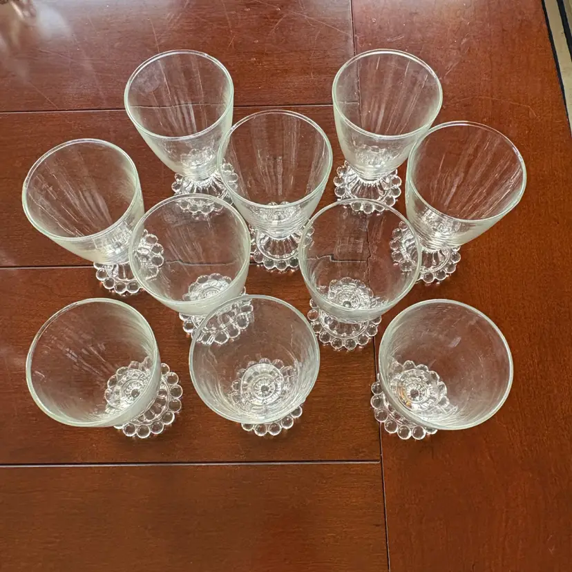 Set Of 10 Vintage Anchor Hocking Berwick-Boopie clear glass goblet 1950s-1970s