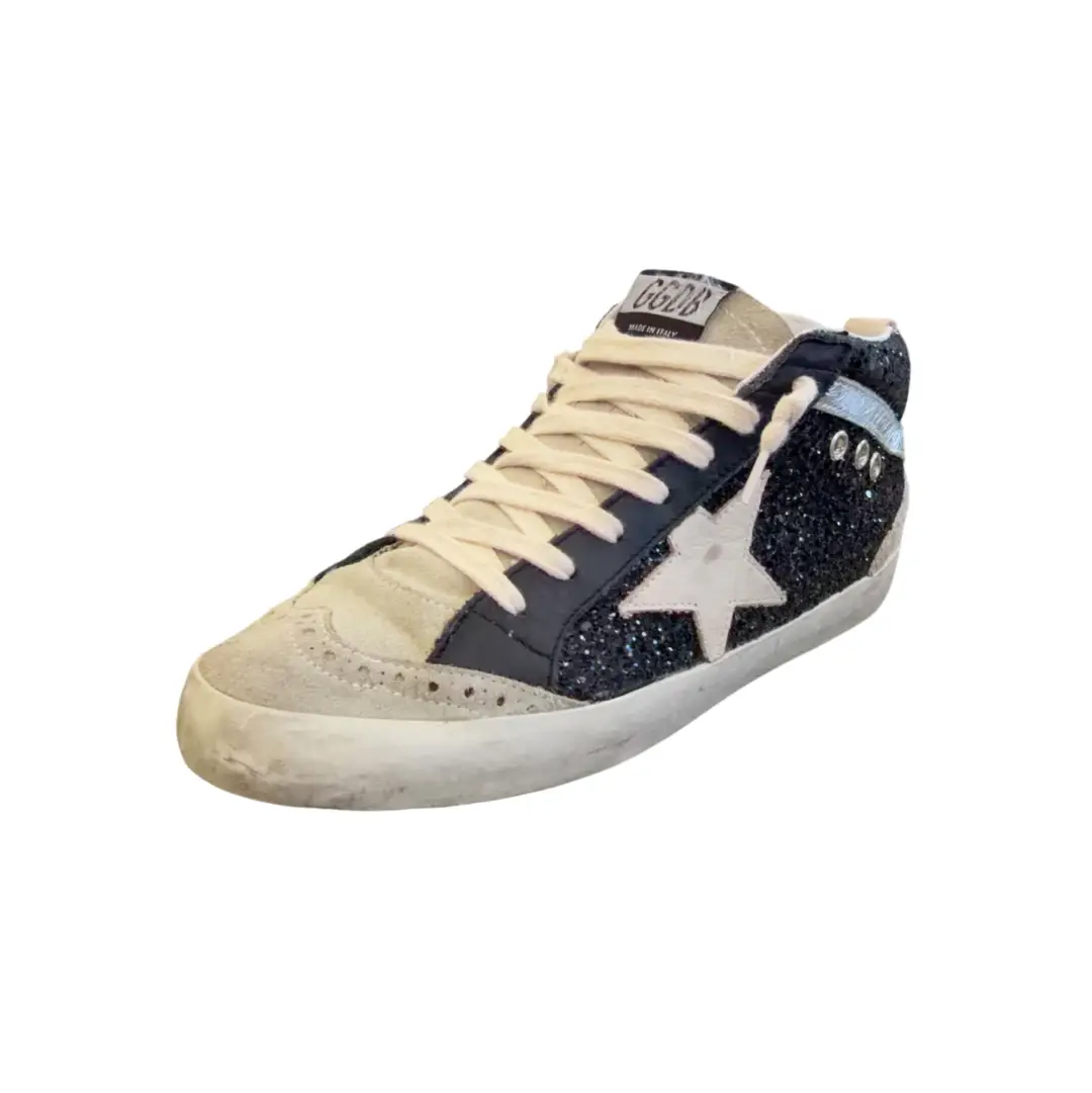 Golden Goose Black Sparkle Hightop Sz 38