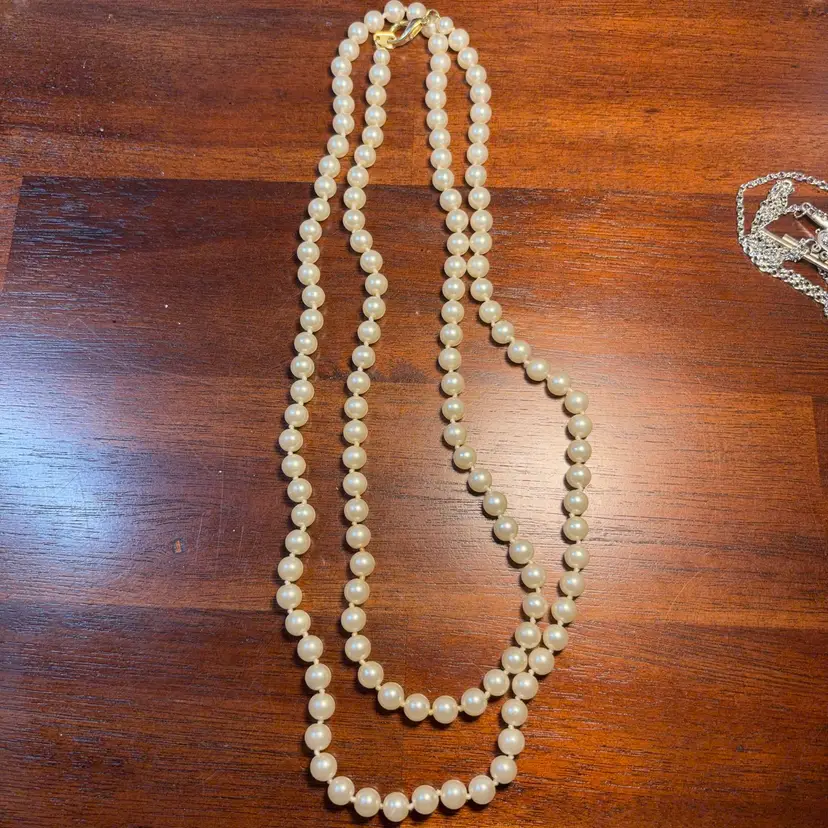 48 Inch Faux Pearl Strand Marked LR