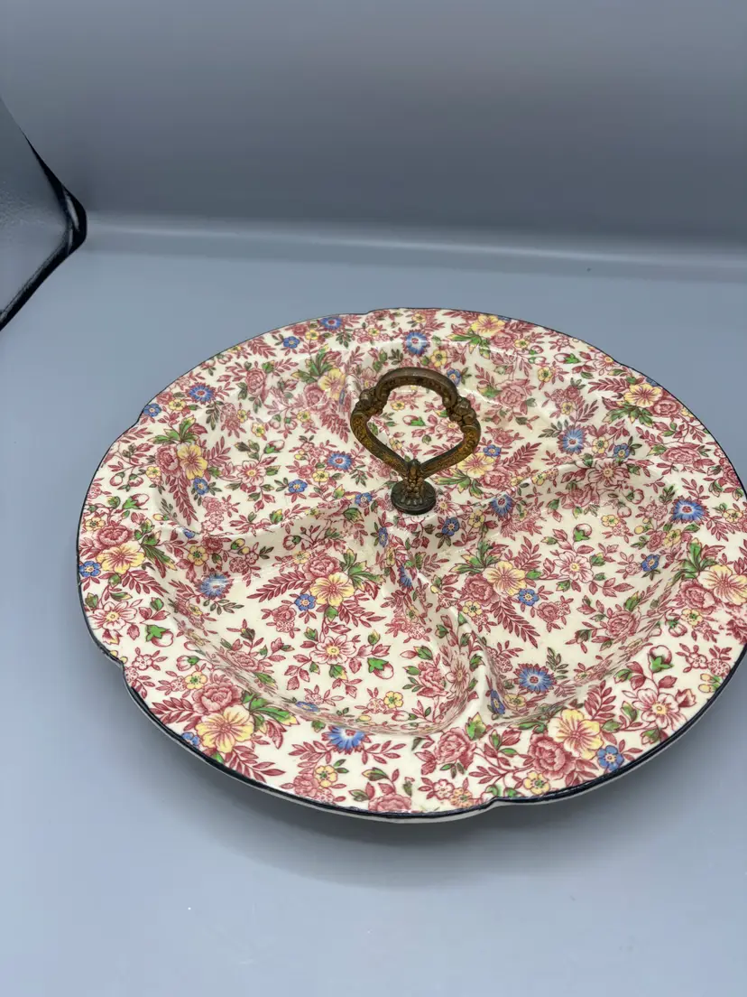 Vintage divided Chintz porcelain serving dish