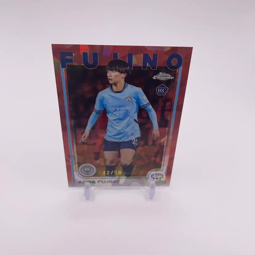 Aoba Fujino - Rose gold sapphire /50 - Manchester City - Rookie- 2024-25 TOPPS CHROME UEFA WOMEN'S SAPPHIRE- Soccer card