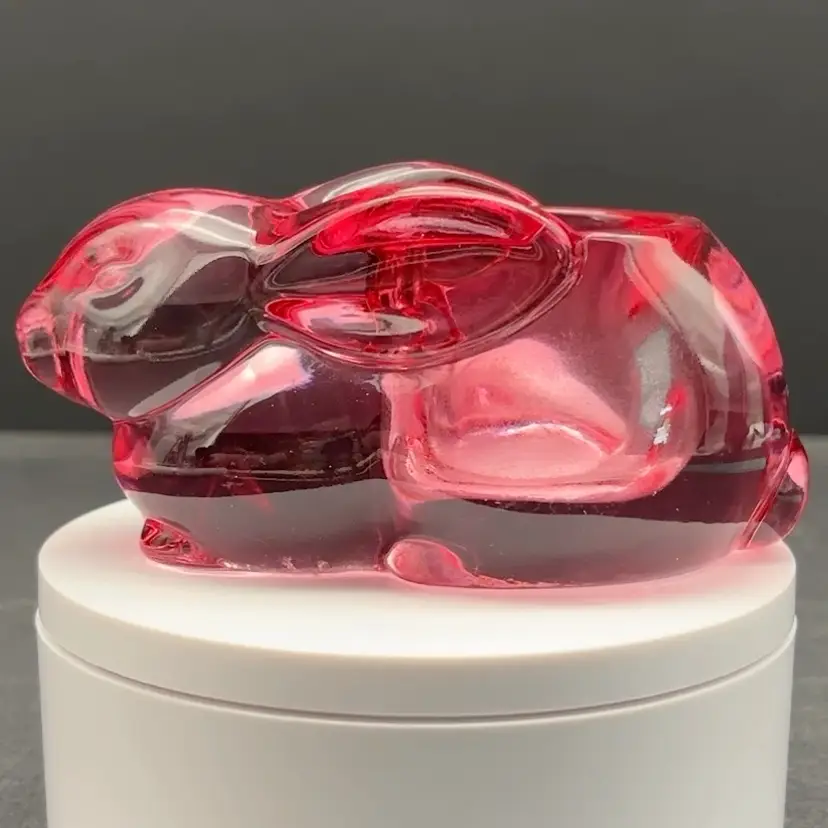 Indiana Glass Cranberry Bunny Rabbit Votive