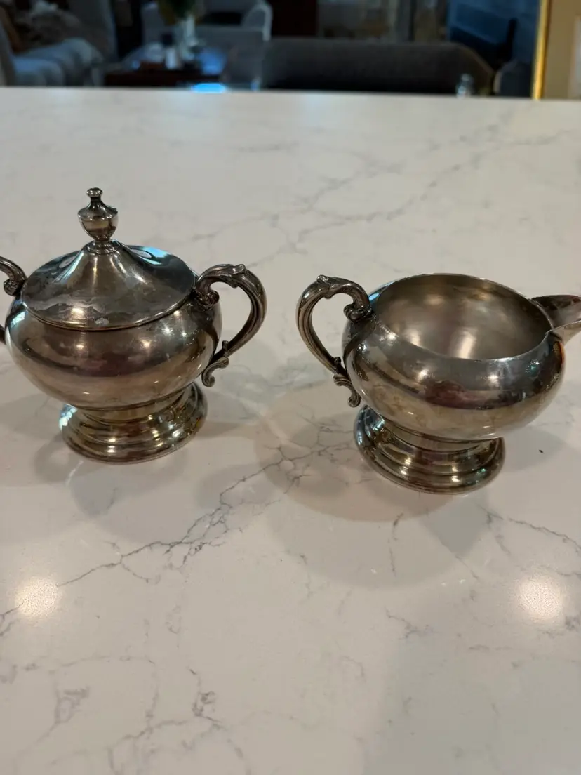 🪺Silver Plate Cream And Sugar