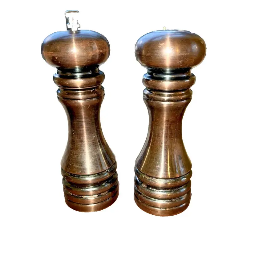 Chef Specialties 7 Inch Burnished Pepper Mill And Salt Shaker Set, MCM, country