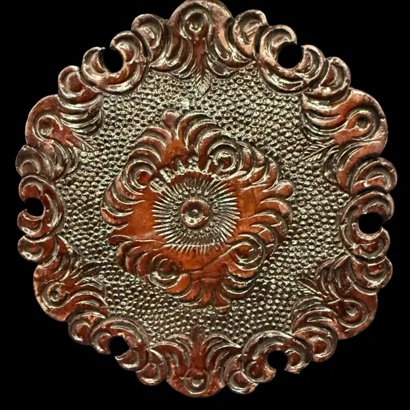Tooled Leather Floral Design  Wall Decor Brasil