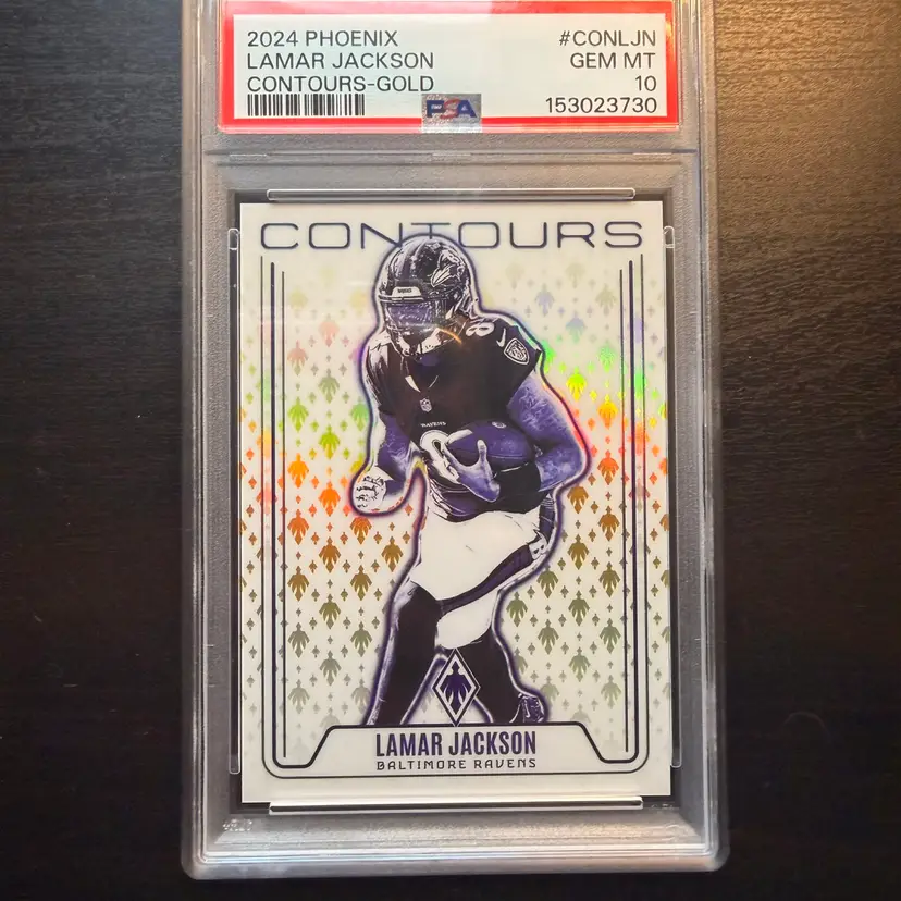 Lamar Jackson 2024 Panini Phoenix Contours Gold /10