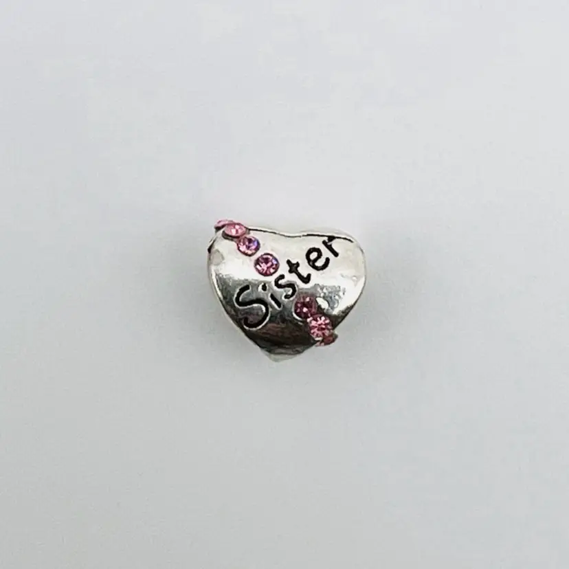 Sister Pink Crystal Heart European Charm - Collectable Classic Edition