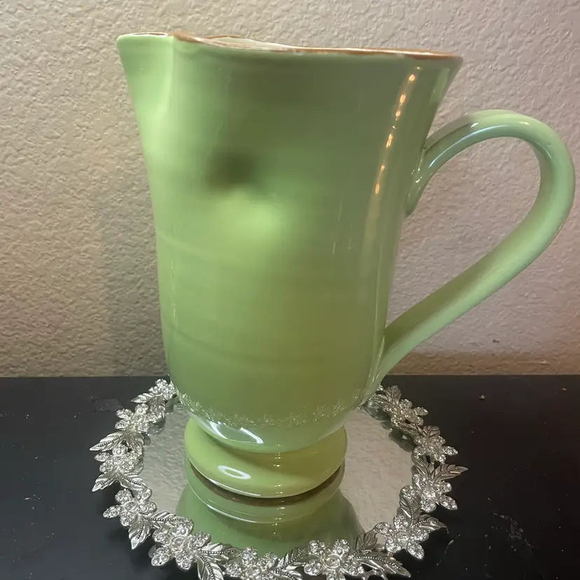 VTG Vietri Italy Cucina Fresca Collection 8” Tall Ceramic Green Dimpled Pitcher