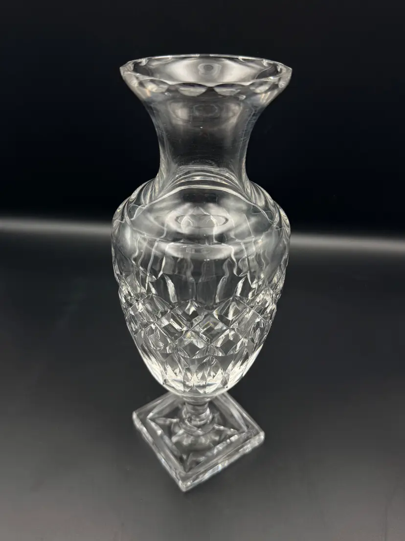 Vintage Sèvres France 10" Crystal Baluster Vase Urn Diamond Cut Pedestal Base