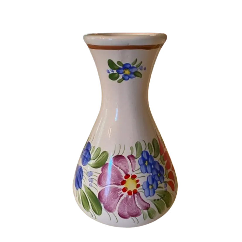 Vintage Chodovia Domazlice Czech Art Pottery Bud Vase 4.75” Floral Hand Painted