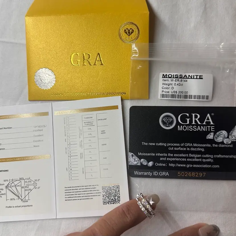 GRA Certified D Color Moissanite Hoop Earrings | 0.42 Ct Total | New