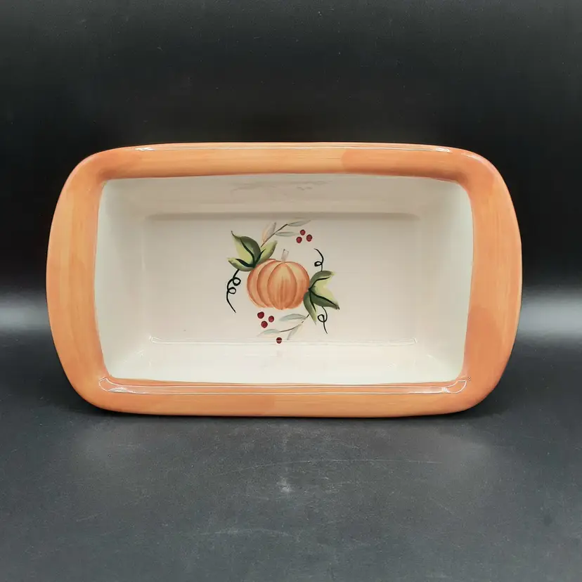 Mesa International Pumpkin Stoneware Casserole Loaf Pan Fall Autumn Thanksgiving