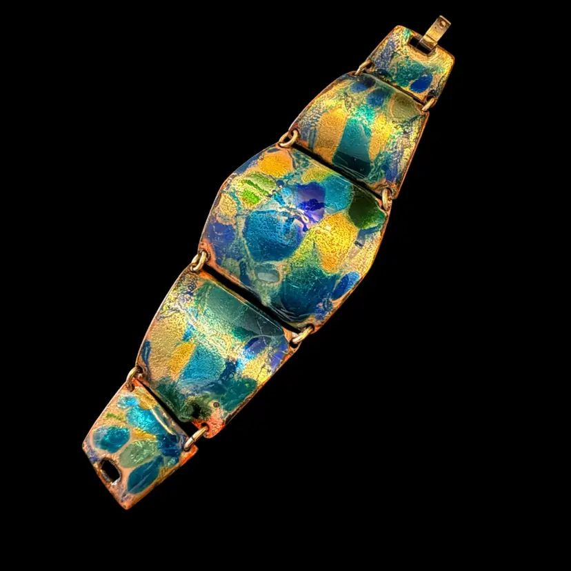 Enamel On Copper Bracelet 6.5”