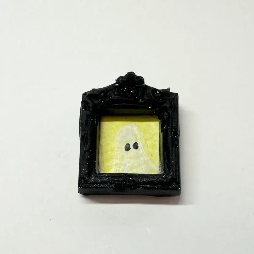 Yellow Miniature Ghost Portrait Magnet Made By Me .75 X 1”