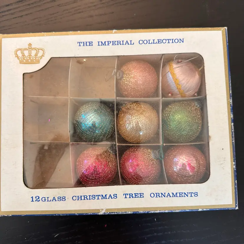 🔔 Partial Set Of 7 Sears "The Imperial Collection" Glass Christmas Ornaments Plus One Additional Vintage Ornament