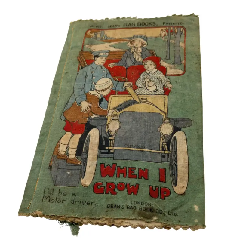 Antique 1910 Fabric Children’s Book “When I Grow Up”