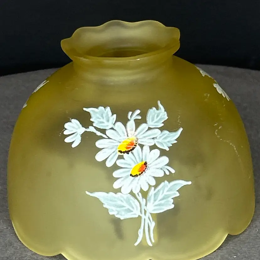 Westmoreland Fairy Lamp Daisy Flower Yellow Satin Top ONLY Vintage Frosted Glass