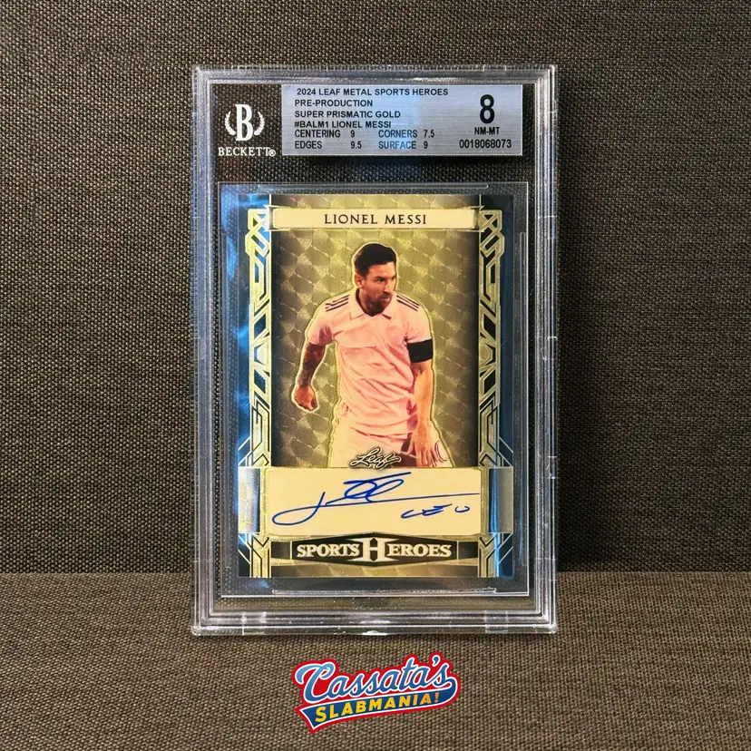 Lionel Messi: 2024 Leaf Metal Sports Heroes Auto, Super Prismatic Gold, BGS 8, 1/1
