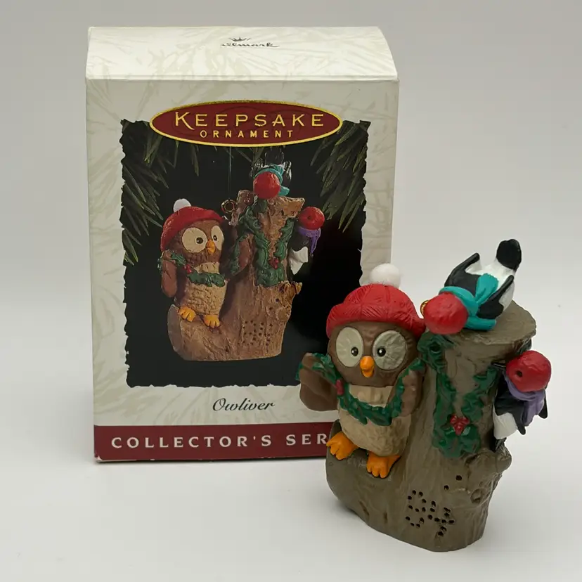 Vintage 1994 Hallmark Keepsake “Owliver” & Birds Christmas Ornament