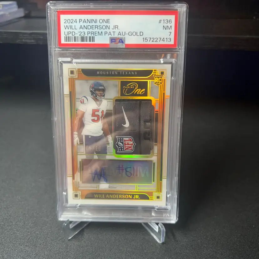 Will Anderson Jr Rookie Patch Auto Laundry Tag /10 Psa 7