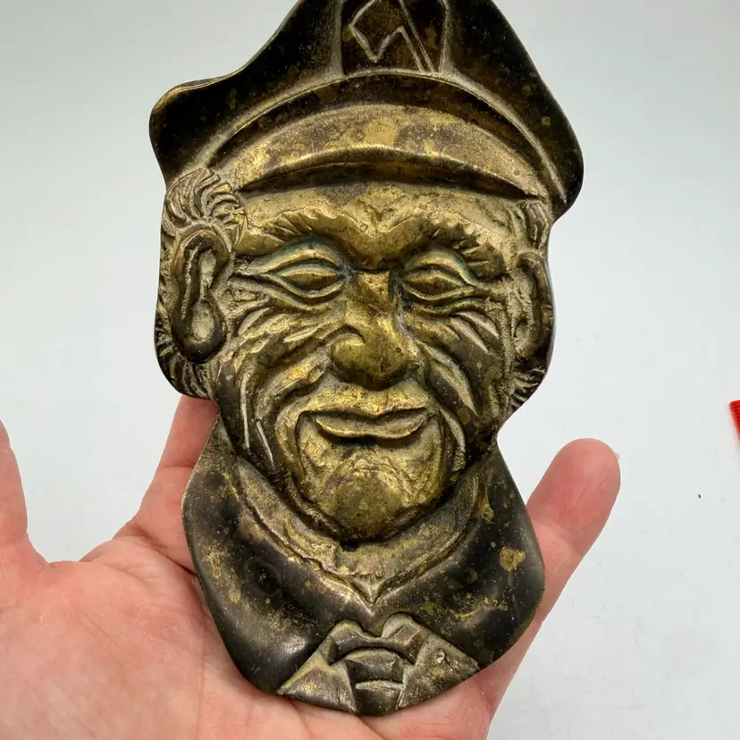 Vtg Penco Solid Brass Sea Captain Sailor Trinket Dish Catch All Ring Tray 5.5"