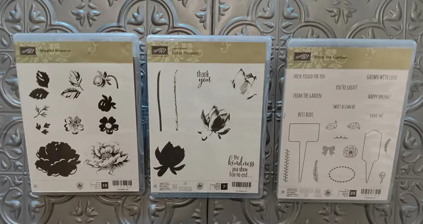 Stampin Up Stippled Blossoms #126747 Lotus Blossom #1139143 From Garden #137139