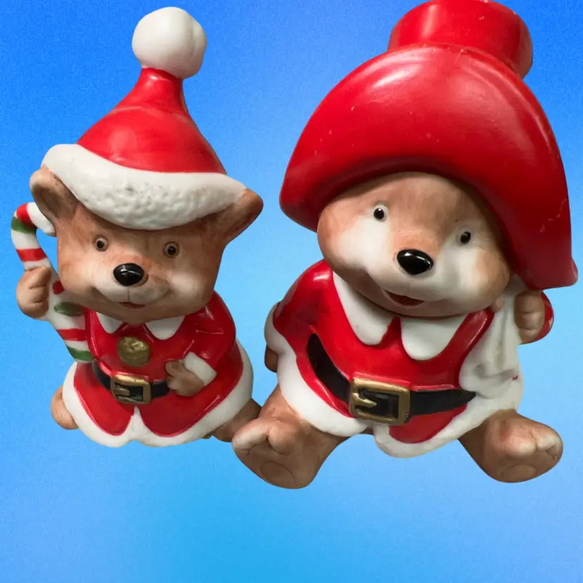 Set Of Two HOMCO Christmas Bears (Momma Bear Must Be On A Vacation)