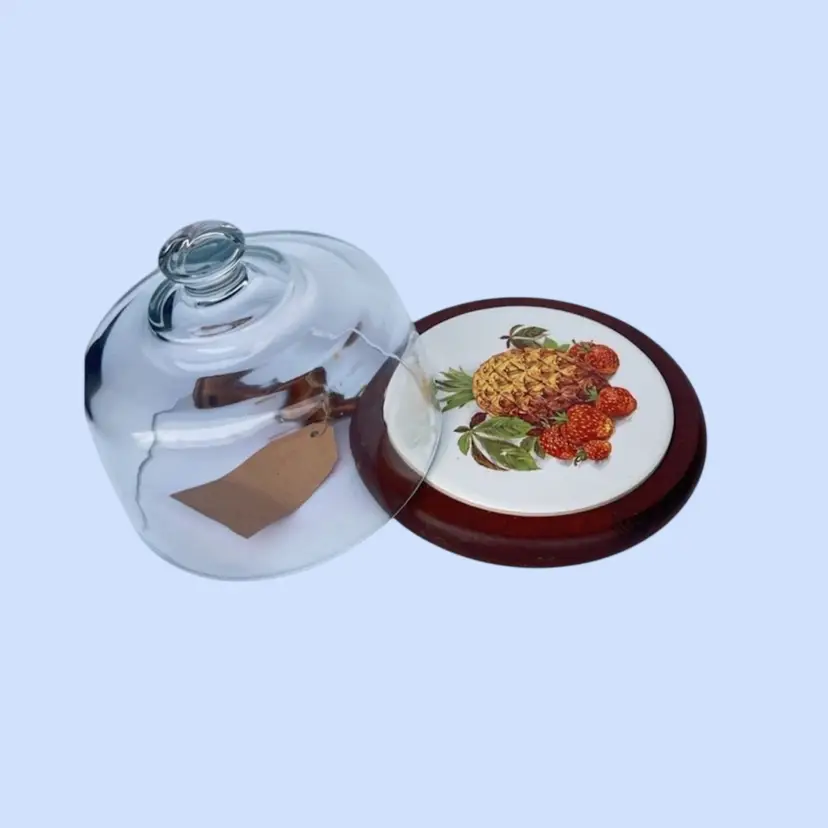 #210- Trivet Cheese Board Appetizer Glass Dome Server Wall Art