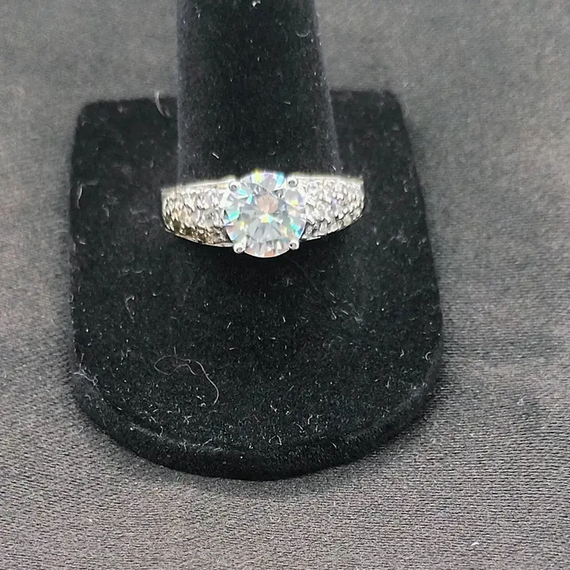 Sterling Silver 925 Diamonique Cathedral Set Solitaire