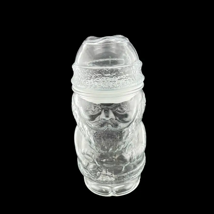 Vintage Libby Santa Jar - Clear Glass Jar With Lid 8” Tall x 4” x 4”