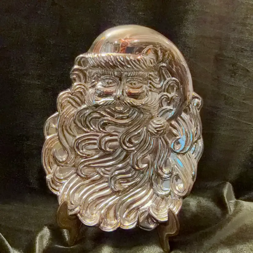 Vintage International Silver Co. silver-plated Santa Claus head candy dish.