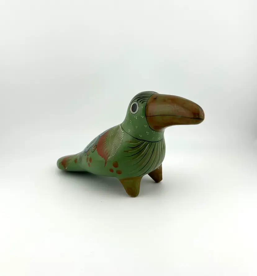 Vintage Tonala Pottery Toucan 7”x 2.75”x 3.75”