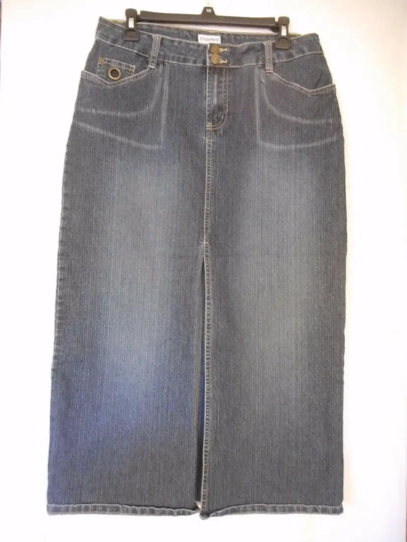 no boundaries stretch Juniors Size 9 Blue Denim Maxi Skirt boho western Y2K