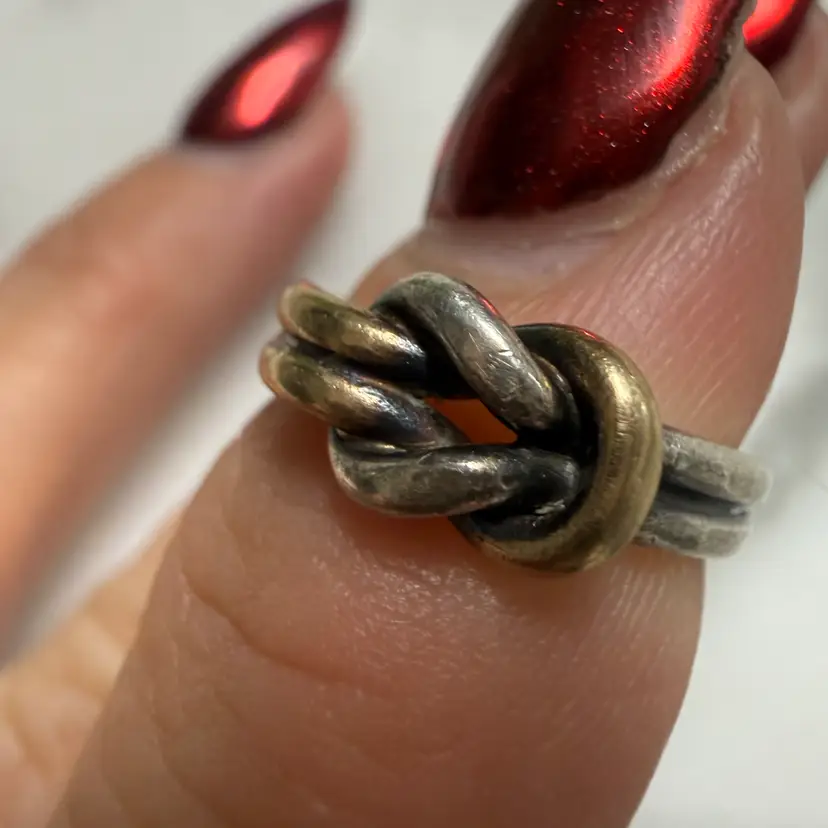 James Avery Sterling Silver & 14K Gold Knot Tiny Ring Size 2.5