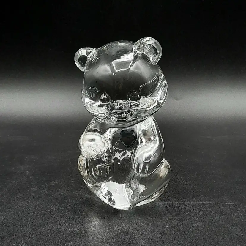 Fenton Birthstone Bear Blue Heart September Birthday Clear Glass