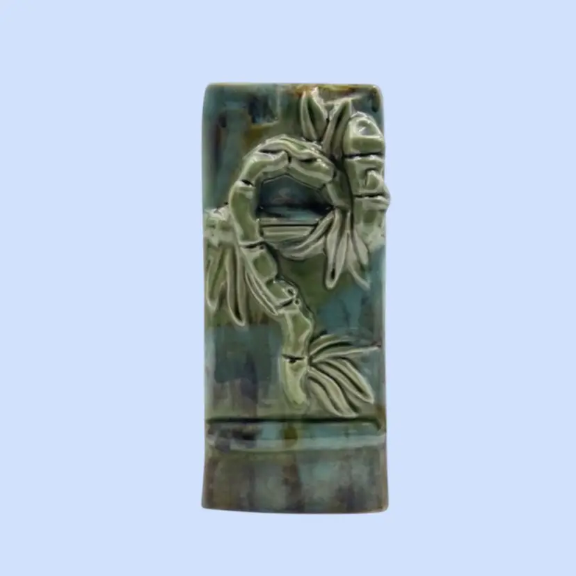 #270- Pottery Vase Planter Embossed Bamboo