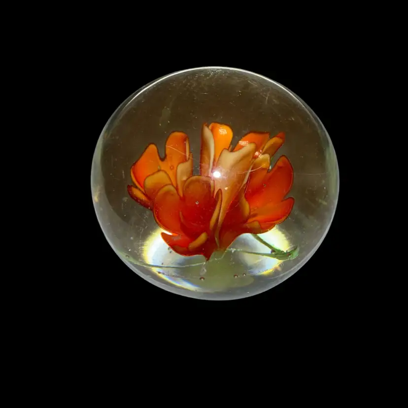 Orange Floral Paperweight Made In China