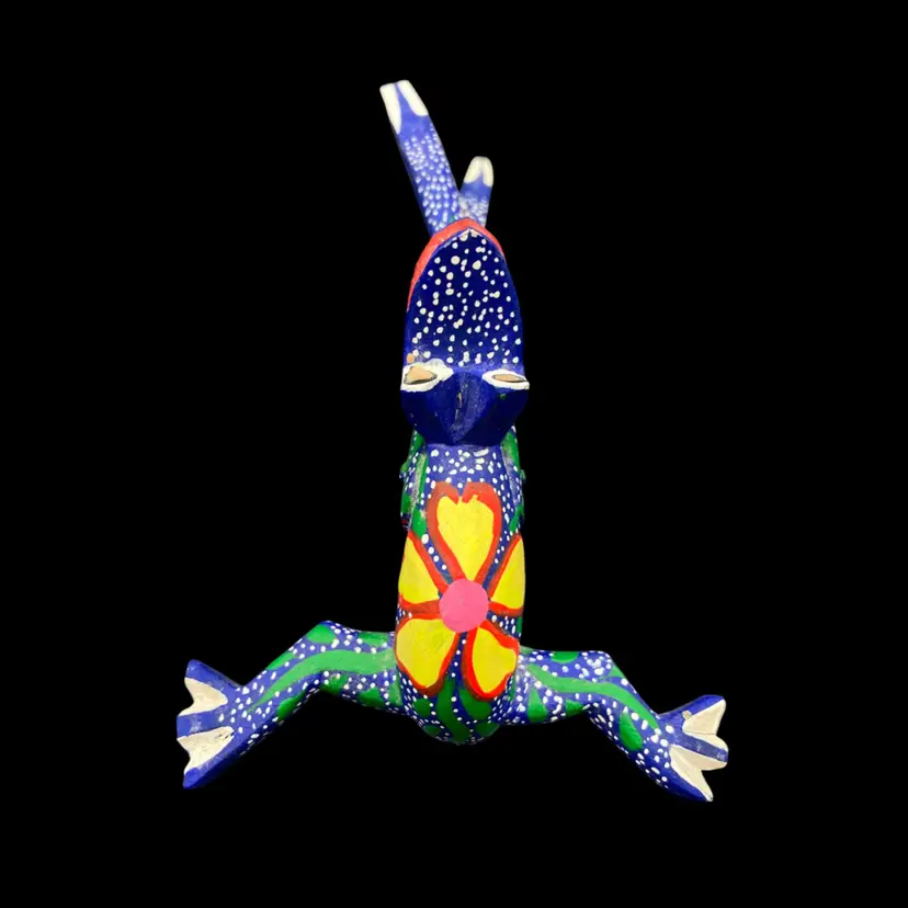 BIN - Oaxacan Wooden Alebrije Blue Frog Signed