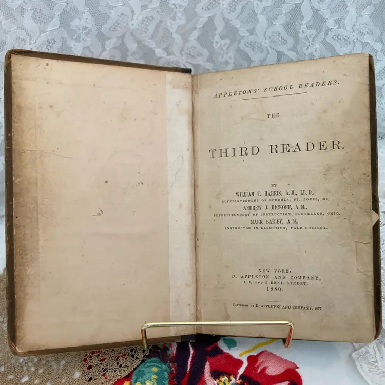 1880 Appleton’s School Reader — Wonderfully Worn Antique Book for Journals & Display